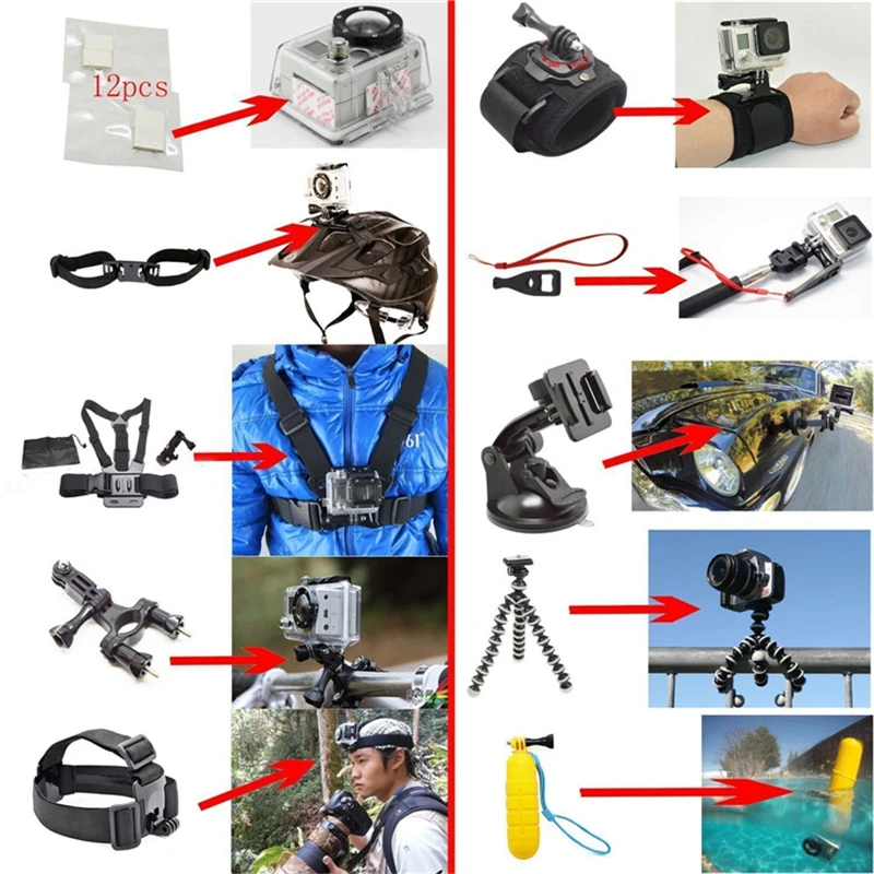 Juego de accesorios DOITOP para Gopro para go pro hero 5 4 3 Kits de accesorios de cámara de acción para xiaomi yi xiaomi 4 k para gopro 50 en 1 - 3