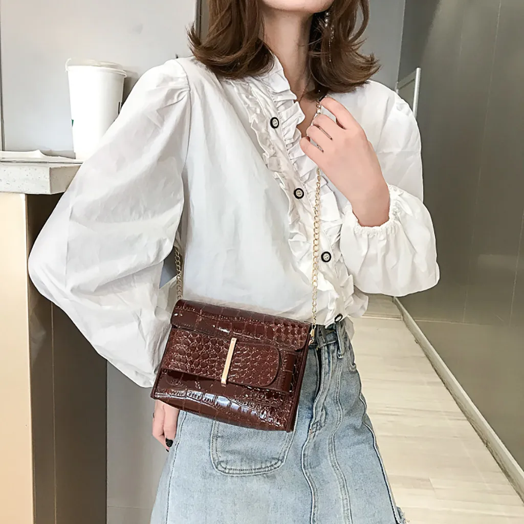 Crocodile Pattern Crossbody Bags For Women Small Chain Handbag small bag PU Leather Hand Bag Ladies Designer Evening Bags