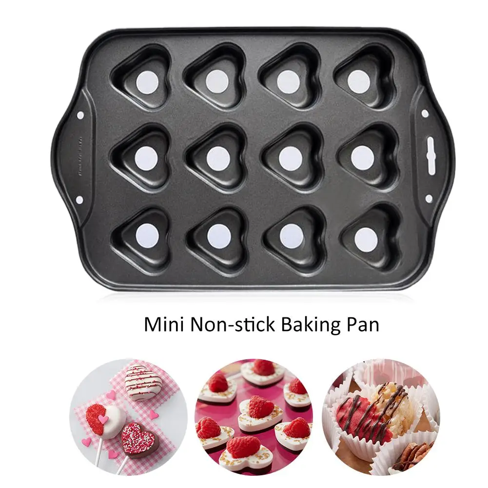 

Live Bottom 12-hole Heart-shaped Conjoined Cake Mold Non - Stick Hurricane Cake Mini Mold Baking Pan Easy To Clean Wholesale