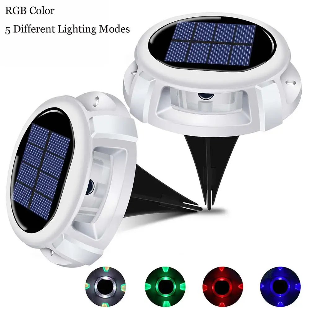 

Motion Sensor Solar Path Light Outdoor Lighting 4/5 Modes LED Solar Powered Ground Disk Lights Waterproof Home Garden Yard Lamp