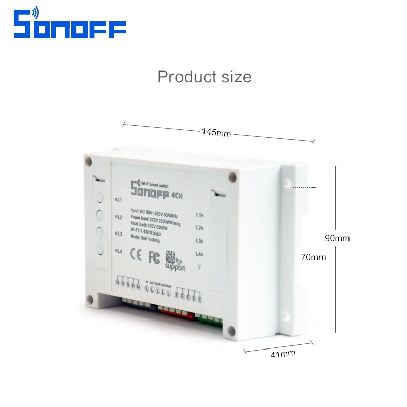 Sonoff 4ch канала Дистанционное управление Smart переключатель Wi-Fi модуль домашней автоматизации на/off Беспроводной таймер Сделай Сам переключатель din-рейку