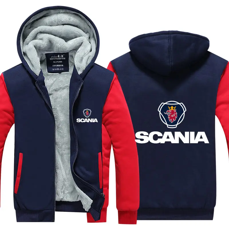 

Winter Casual Hooded Hoodies Scania sweatshirt zipper men Thicken coat male