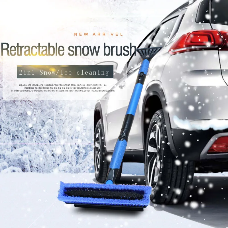 

Multi-purpose Car retractable handle 102cm-120cm Ice scraper snow brush 360 rotated brush winter cleaning shovel