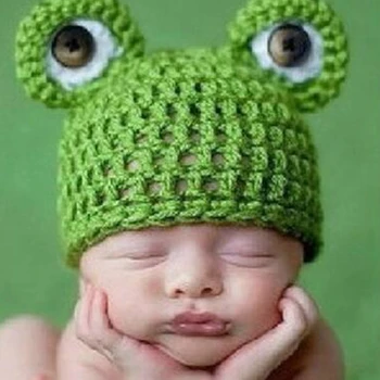 

Newborn Baby Girls boys Yoda Outfits Crochet Hat Baby Frog Costume Photo Props