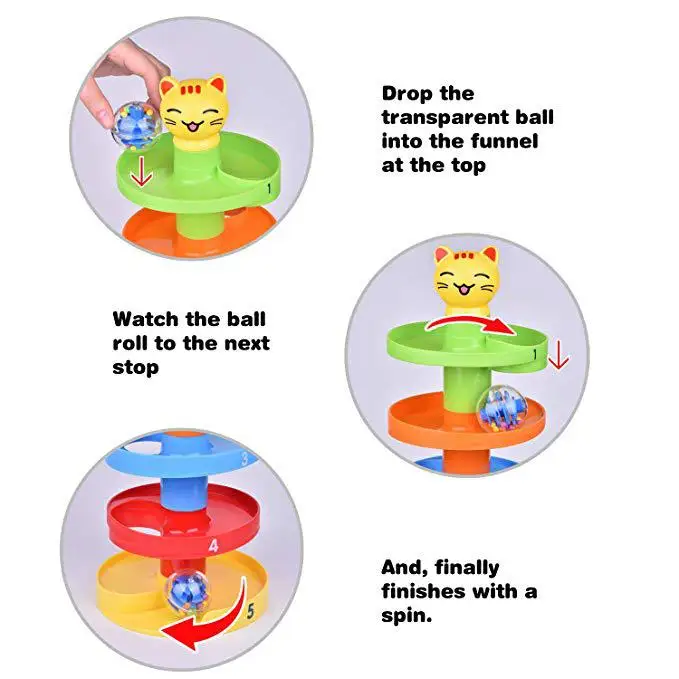 LeadingStar вращения 5-ти слойной разноцветный сферические Ramps с колокольчиком детская мультяшная игрушка