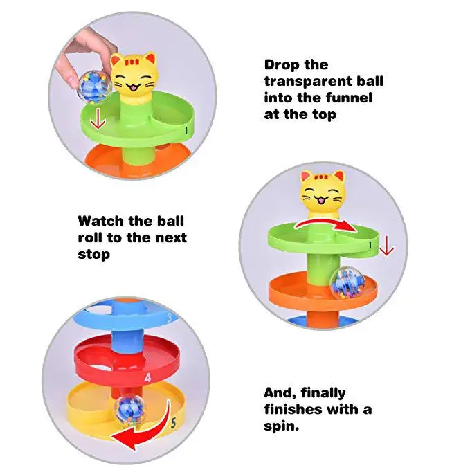 Rampas com Sino Brinquedo dos Desenhos Animados para Crianças Rctown Rotação Multi-colorido Esférico 5-camada 11 RCtown Rotação 5-camada Multi-colorido Esférico Rampas com