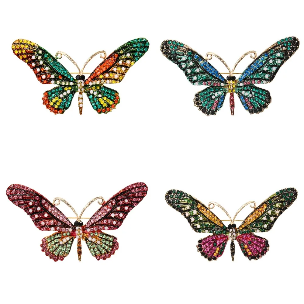 Minar new Colorful Cute Butterfly Brooch Mix Color Crystal Rhinestone Brooches for Women Lady Fashion Jewelry Boutonniere |
