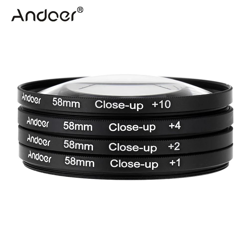 

Andoer 58mm Macro Close-Up Filter Set +1 +2 +4 +10 with Pouch for Nikon Canon Rebel T5i T4i EOS 1100D 650D 600D DSLRs