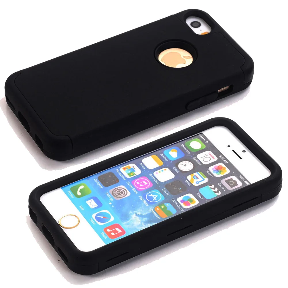 

Rubber Heavy Duty Shockproof Hybrid Silicone PC Case Cases for iPhone SE 5S 5 5C Back Cover Anti-Knock