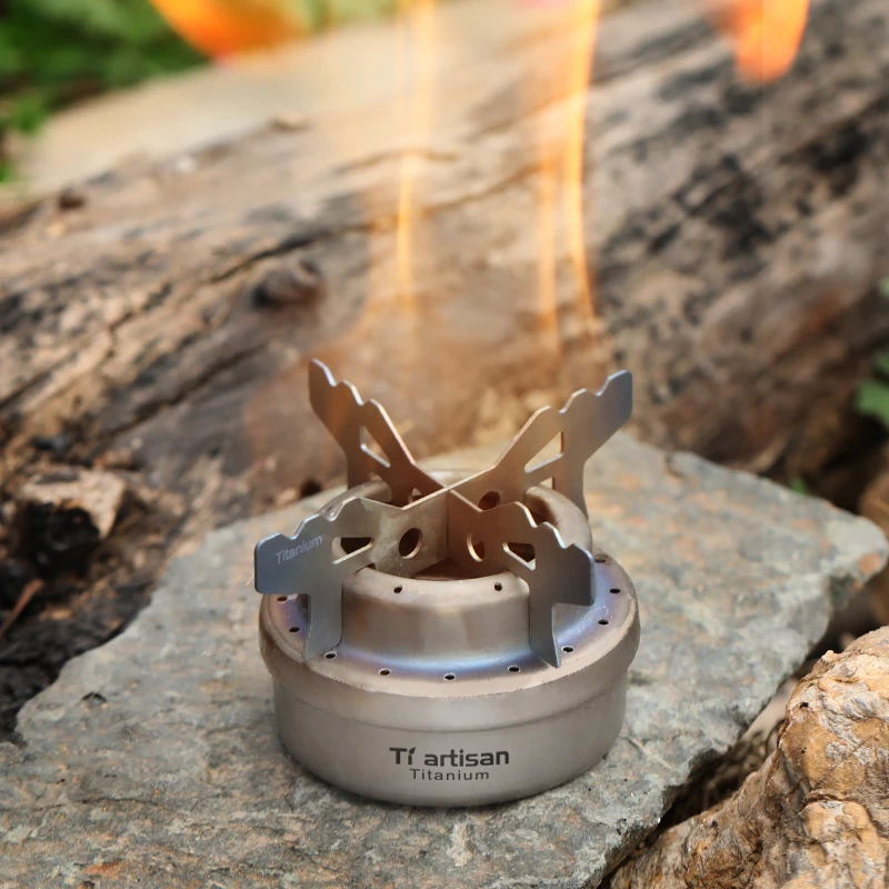 

Tiartisan Portable Camping Hiking Titanium Mini Liquid Alcohol Stove with Rack