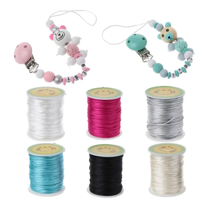 

Colorful 80 Meters Satin Silk Rope Nylon Cord For Baby Pacifier Chian Teether Accessories Teething Necklace Cord DIY Tool