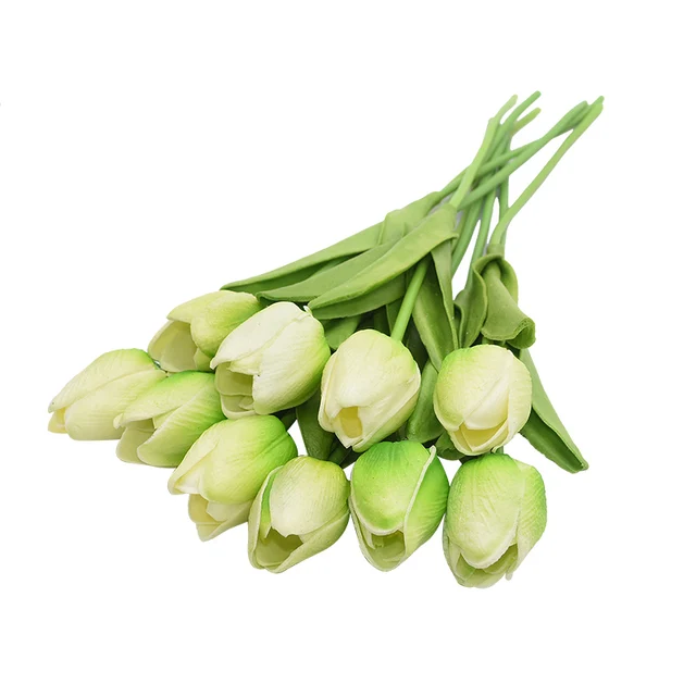 10PCS Tulip Artificial Flower Real Touch Artificial Bouquet Fake Flower for Wedding Decoration Flowers Home Garen Decor J