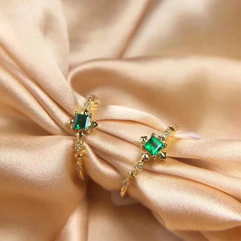 Ani 18 К желтого золота (au750) обручение Для женщин кольцо Сертифицированный натуральный изумруд модные кольцо с бриллиантом для Для женщин