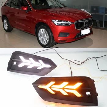 

Car flashing 2PCS LED Daytime Running Light For Volvo XC60 2018 2019 Flowing Turn Signal Function Car DRL Fog Lamp