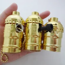 UL E26 E27 Edison лампы разъем Винтаж золото Цоколи Ретро тянуть молнии цепи переключатель ручку подвесной светильник лампа держатели 3 шт