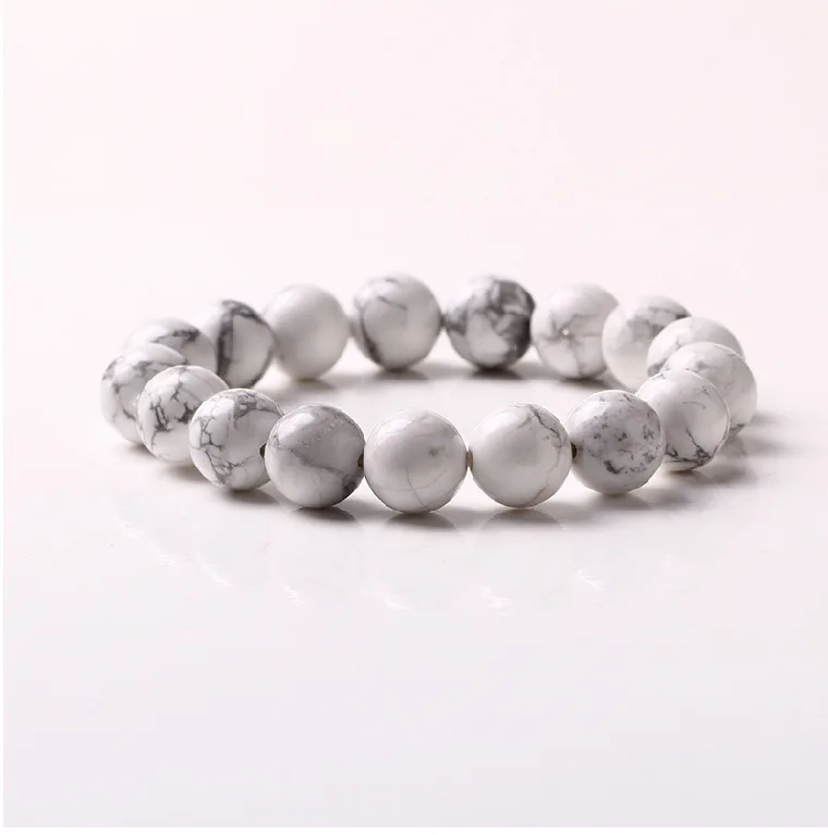 Natural White Howlite Stone Bead Bracelets Men and Women Girls Stone Bracelet