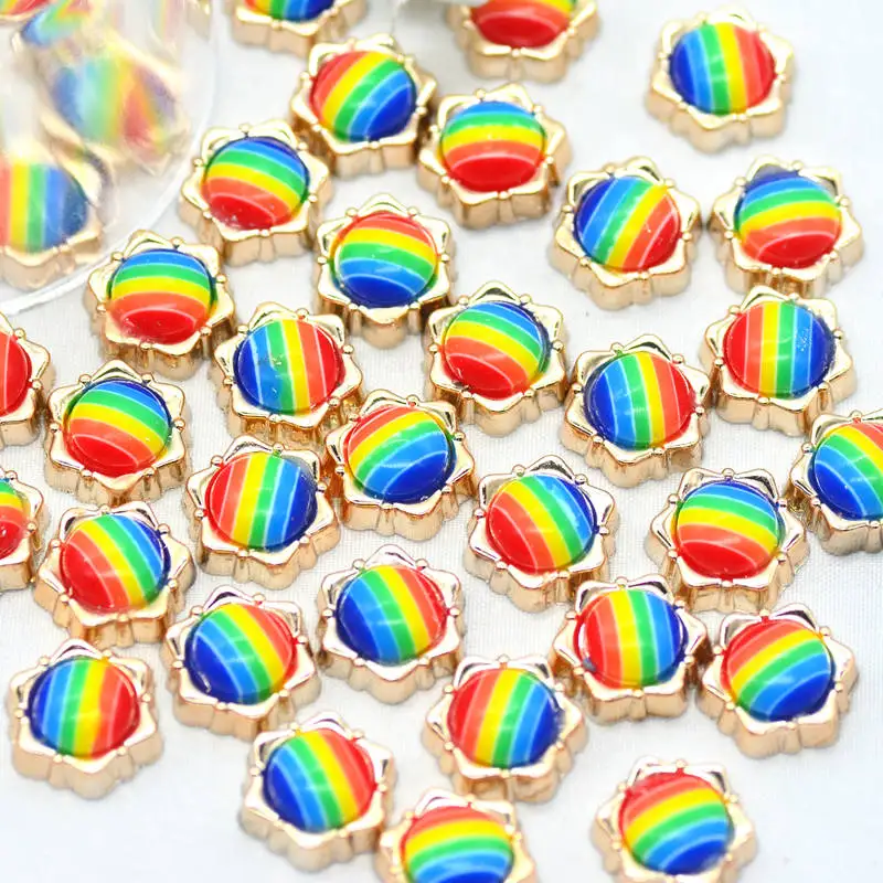 

11mm Plastic Flatback Cute Rainbow Color Button Tops|Scrapbooking Embellishment Button Cabochons|DIY Pasted On Miniatures