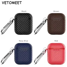 VETOMEET Exquisite texture Bluetooth Wireless Earphone Case For Apple Airpods with Buttons Headphone Case Carbon Fiber Pattern
