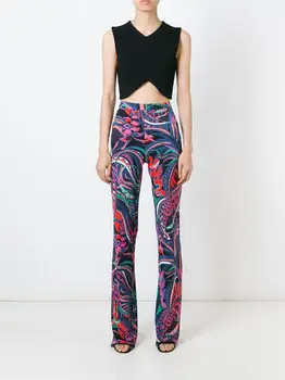 

European new perfect printed stretch slim pants slik jersey