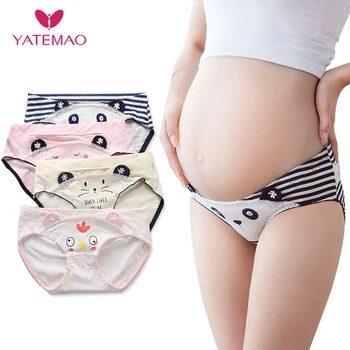 

YATEMAO 4Pcs/Lot Hot Sale Maternity Panties Cotton Pregnant Women Underwear U-Shaped Low Waist Breathable Panty