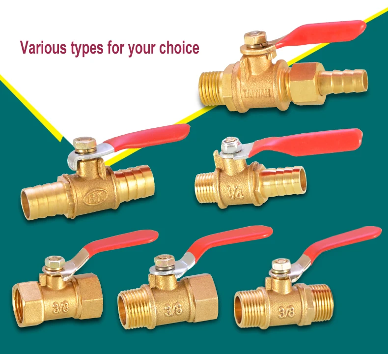 2 шт. латунный Мини шаровой клапан от 12 мм до Соединительный соединитель медная
