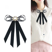 Женский галстук в клетку с бабочкой, Женский Галстук-бабочка, модная женская одежда для девушек, для студентов, для отеля, делопроизводитель, официантка, одежда для шеи, Ленточные Галстуки черного цвета