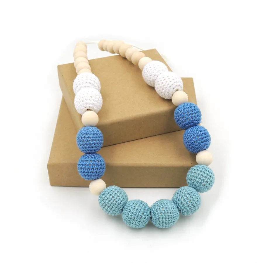 2017 распродажа новых коренастый крючком ожерелье из деревянных бусин мята синий