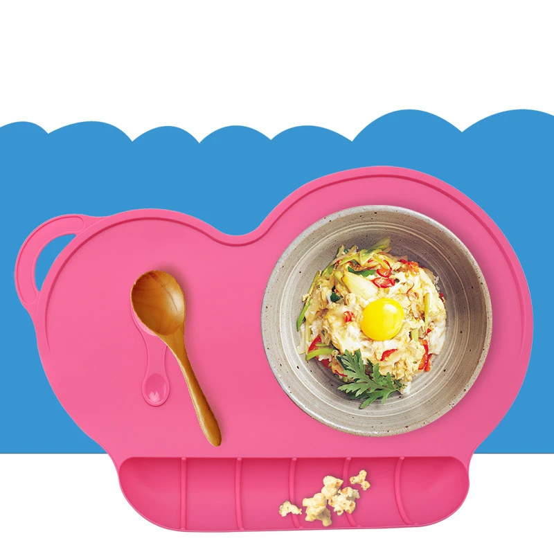 4 Colors Baby Silicon Plate Sucker Slip-resistant One Piece Baby Silicone Placemat Bowl Waterproof Kid Dinner Plate Tableware