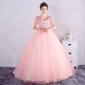 

Vestido De Noche Beaded Quinceanera Mesh Dress Elegant Girl Pink Sweet 16 Ball Gown Lace Up Debutante Sexy Formal Party Dresses