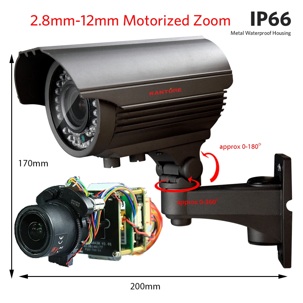 KANTURE 48V POE 1080P сетевая ip-камера 2MP 1920P IP66 Безопасность наружная Водонепроницаемая ip-камера 2,8 мм-12 мм моторизованный зум-фокус