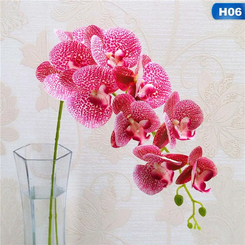 9 головок 105 см искусственный цветок фаленопсис латексный кремний орхидеи для свадьбы высокое качество одиночные шт - Цвет: 6