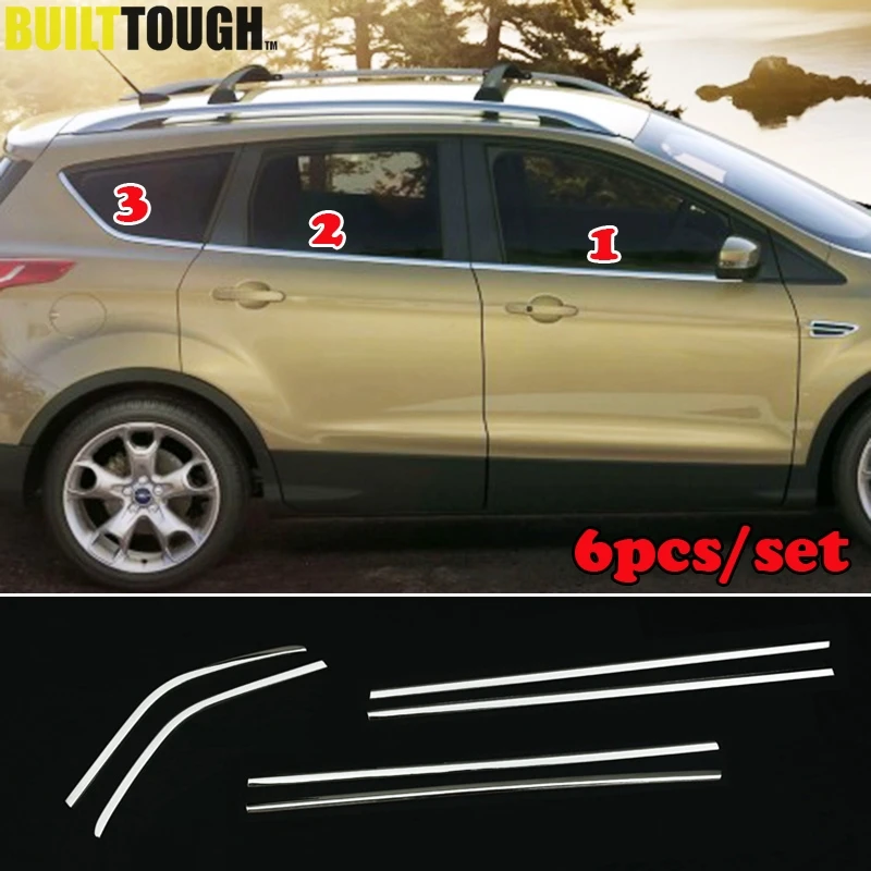 

FIT FOR FORD ESCAPE KUGA 2013 2014 2015 2016 2017 CHROME SIDE DOOR BOTTOM WINDOW SILL TRIM COVER MOLDING GARNISH STRIP LINE 6PCS