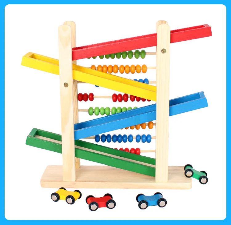 Brinquedo de Madeira Carros de Ensino Ábaco com 4 Bebê Montessori Educacional Criativo Colorido Brinquedo Aprendizagem Ábaco Escorregadio Carro Matemática 10 Bebê montessori brinquedo de madeira educacional criativo