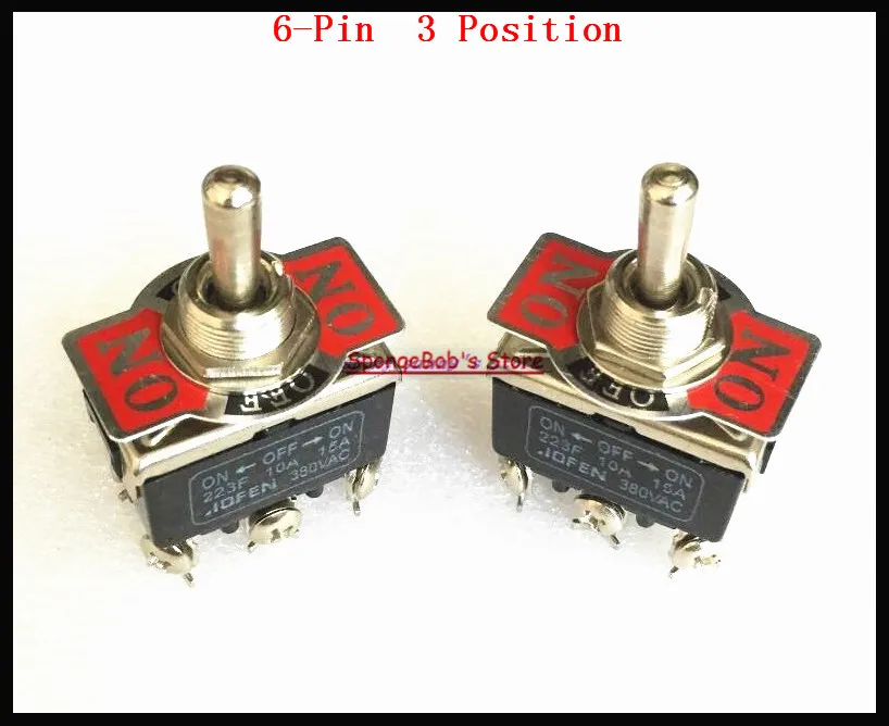 

2pcs/Lot 223F 6-Pin 3 Position ON-OFF-ON Spring Return Momentary Switch 15A 250VAC Toggle Switch