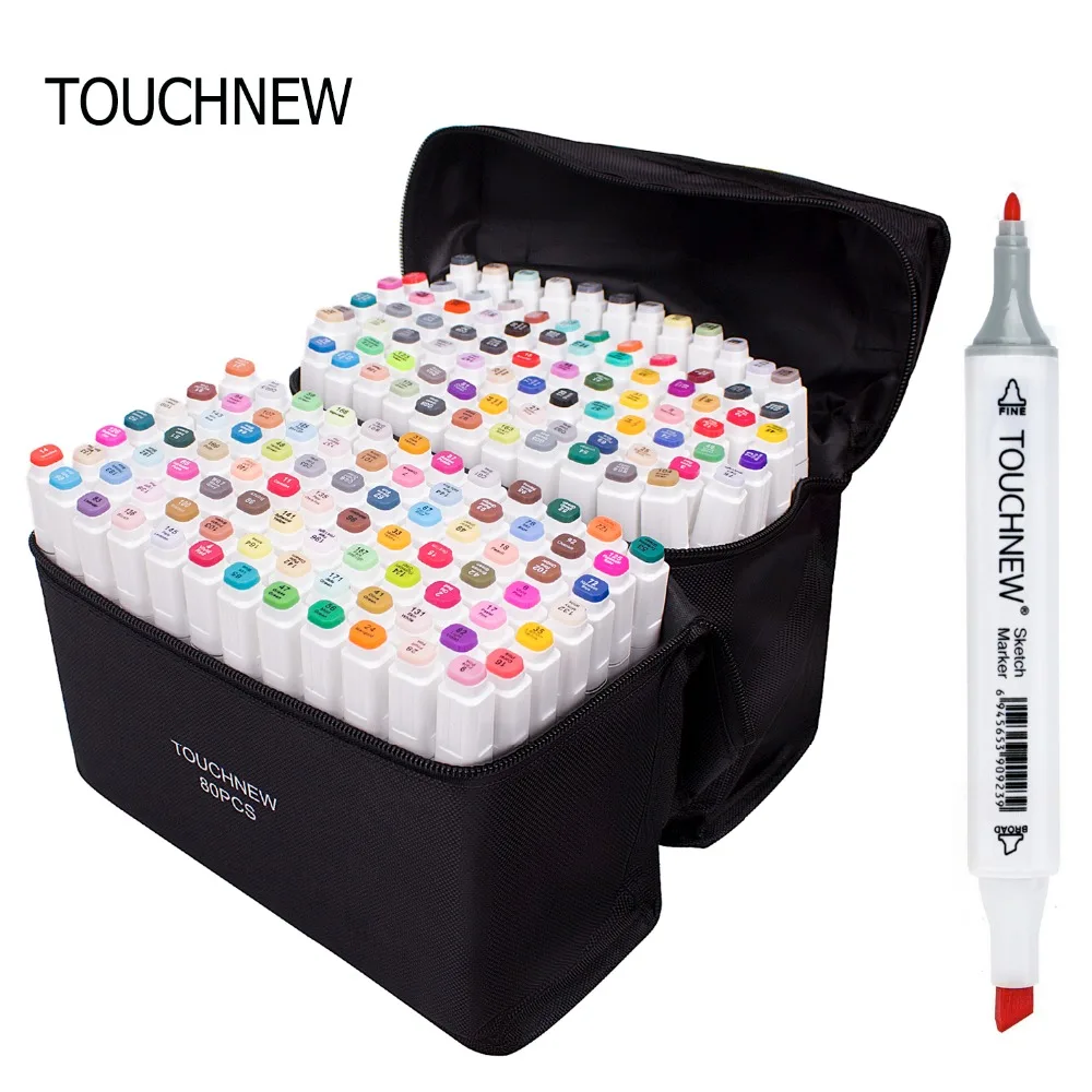 Marcadores touchnew conjunto 1 pcs animação esboço marcador dupla dicas desenho artista escova canetas para material escolar