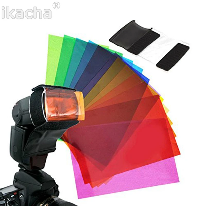 12 pcs Universal Flash Speedlite Color Gel Filter Kit Lighting Diffuser (4)