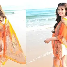 Женская рубашка Топ для женщин шифоновая шаль женская короткая летняя пляжная УФ Солнцезащитная одежда