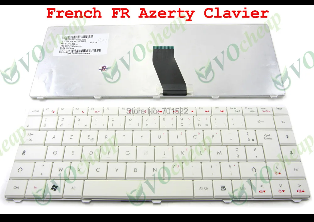 Клавиатура для ноутбука Acer Aspire 4332 4732 4732Z eMachines D525 D725 шлюз NV4800 белый французский AZERTY