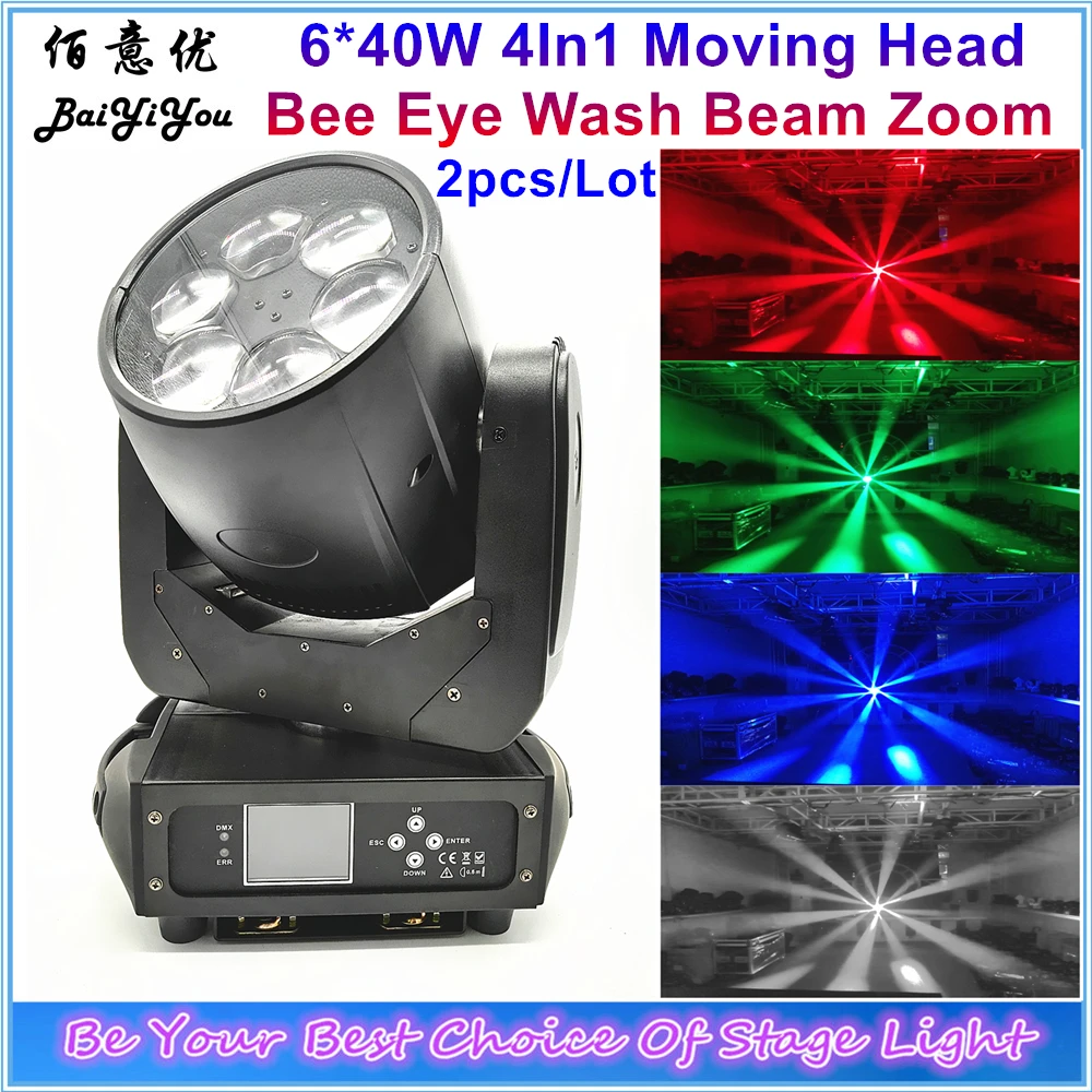 LED RGBW 4in1 Super Beam 6pcs*40W LED Moving Head Beam Wash Bee Eye