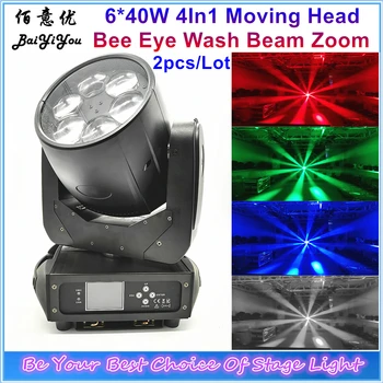 

LED RGBW 4in1 Super Beam 6pcs*40W LED Moving Head Beam Wash Bee Eye Zoom Light DMX 6pcs LED Moving Head Mini Bee Eye Light