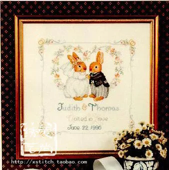 

ZZ158 DIY Craft Stich Cross Stitch Peter Rabbit Marriage Cotton Fabric Needlework Embroidery Crafts Counted Cross-Stitching Kit