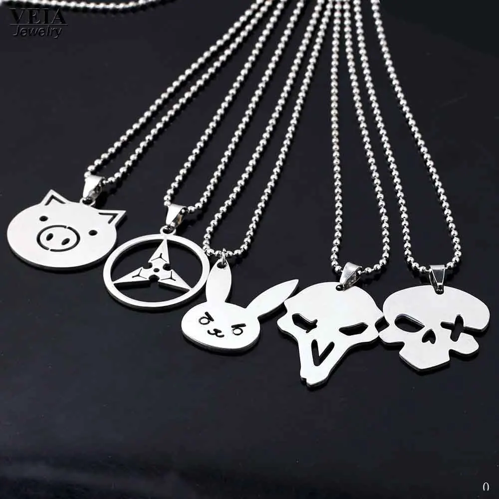 

Overwatch Necklace Game Tracer Reaper OW Stainless Steel Pendant Necklaces Entertainment Unisex Cute Rabbit Necklace As Gift