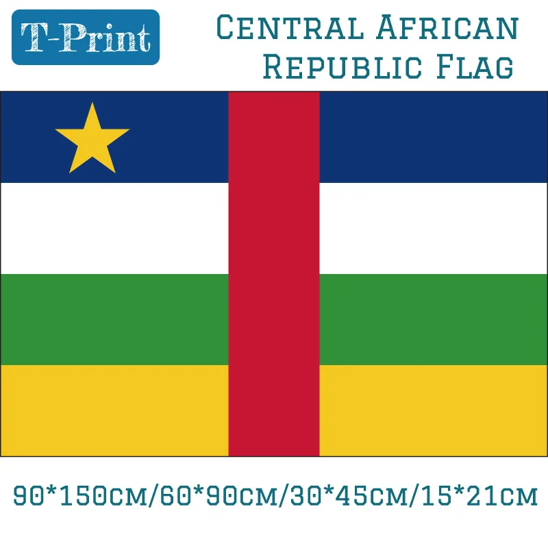 

New Fashion 60*90cm/90*150cm/30*45cm/15*21cm Central African Republic Flag Polyester Flag 3X5 Feet Office Decoration
