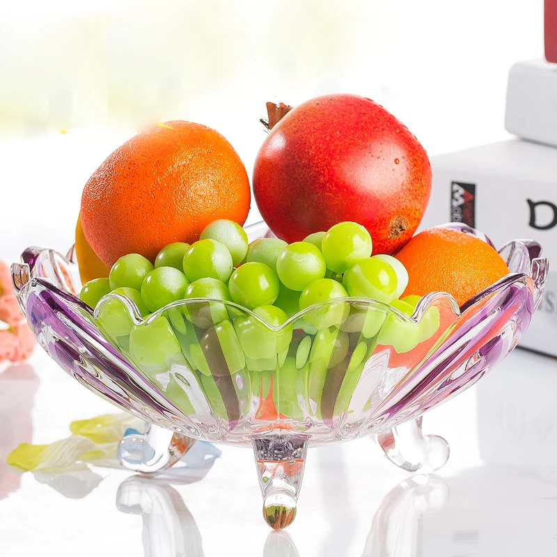 Large crystal glass fruit plate high fruit fruit plate simple modern