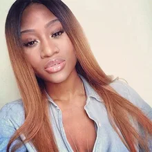 Dark Roots Ombre Blonde Straight Brazilian Hair Full Lace Wig Virgin Human Hair Ombre Gluless Lace Front Wigs For Black Women