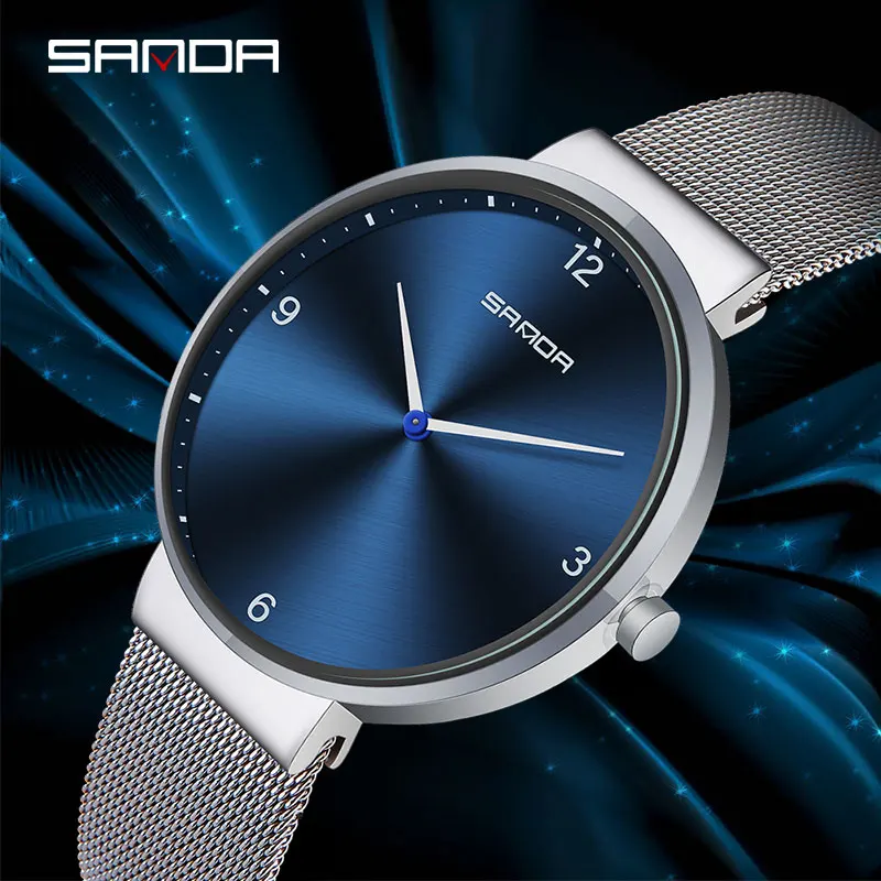 

7mm Super Slim SANDA Mesh Women Watches Luxury Ladies Wrist Watch Women Clock For Female relogio feminino 2019 montre femme P228