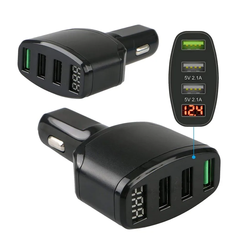 12-24 V 3-Порты и разъёмы USB 4.2A Quick Charge 3,0 Автомобиля Зарядное устройство прикуривателя светодиодный Дисплей быстрой зарядки Мощность для