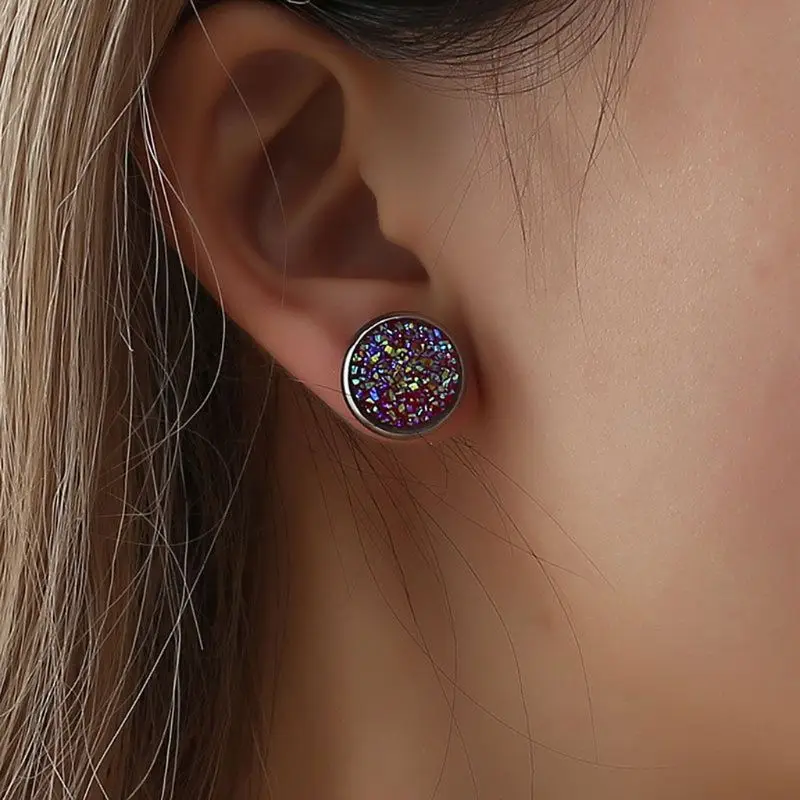 

1 Pair Shiny Austrian Crystal Round Earrings Stainless Steel Ear Studs Earrings For Girls Women boucle d'oreille