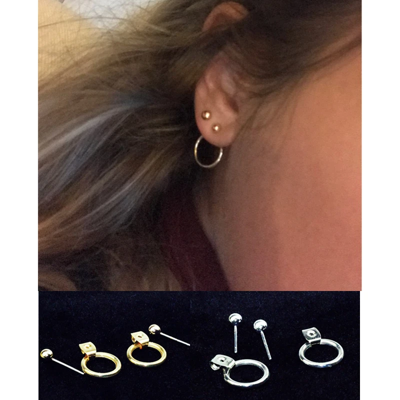 

E025 Fashion Jewelry Gold Color Small Size Hoop Earrings Women Simple Round Circle Design Tiny Earrings Wholesale Birthday Gift