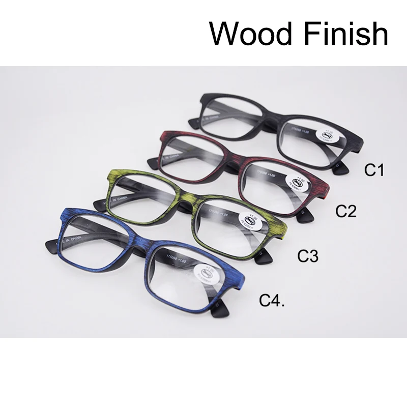 Мужские дешевые пластиковые очки для чтения с черной деревянной отделкой, модные Rectange Reader, зеленый цвет, высокое качество, с мешочком и синей тканью